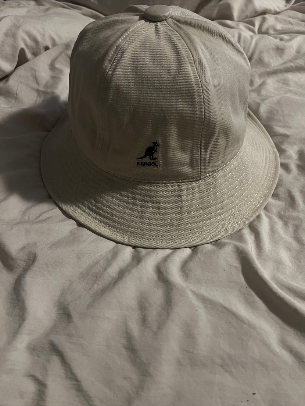 Kangol Off-White Bucket Hat with Black Logo